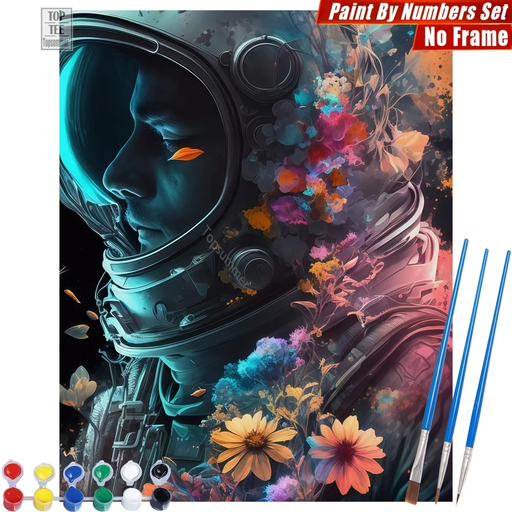 

Набор для рисования по номерам «Космонавт и цветы» - Декор для дома и спальни, подарок на День матери для жены