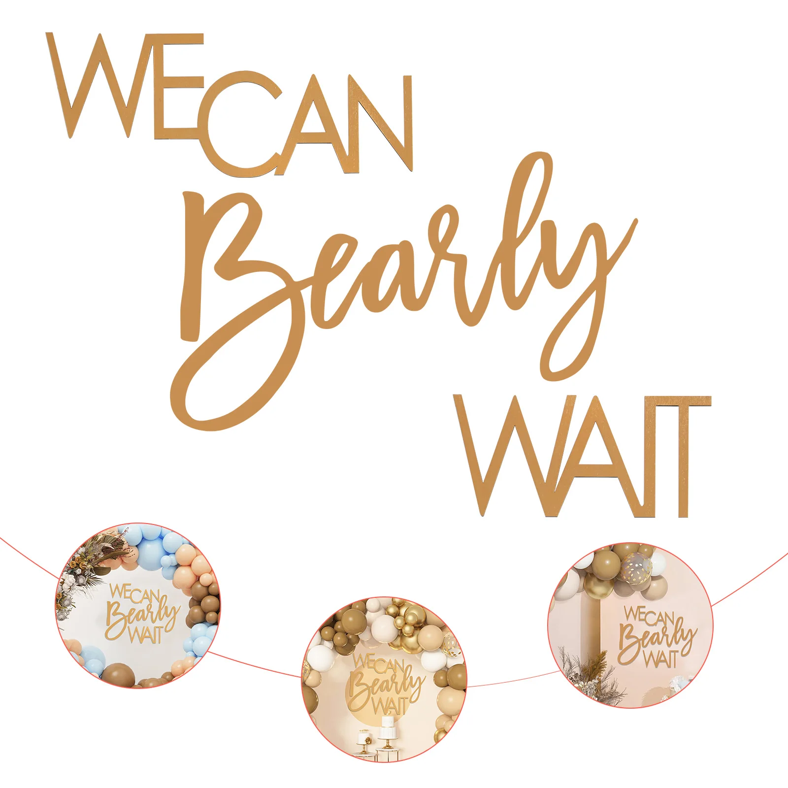 We Can Bear Wait Baby Shower Decorative Baby Bear Banner Hanging Gender Reveal Wooden Sign Hanging Birthday Party