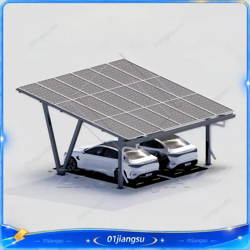Heavy Duty Solar Carport Structure Q235 Steel Frame ASTM Standard Anodized Surface Commercial Photovoltaic Energy System