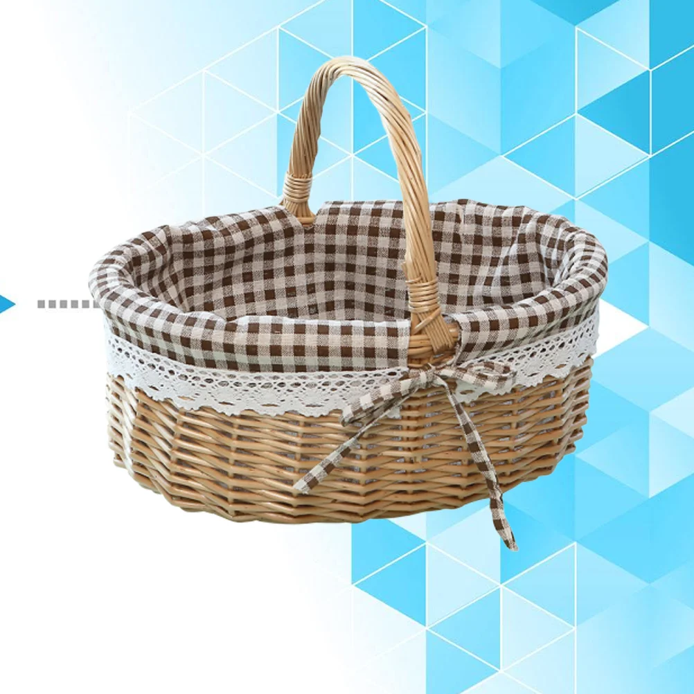 

Box Zerodeko Little Red Riding Hood Basket Hand Woven Picnic Bag Gift Wicker Storage Linen Inner Portable Cooler Ice Pack