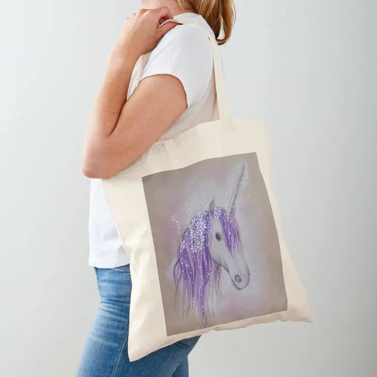 Lilac Dreaming Unicorn Tote Bag Canvas shoulder bag tote bags aesthetic large size bags cute pouch bag