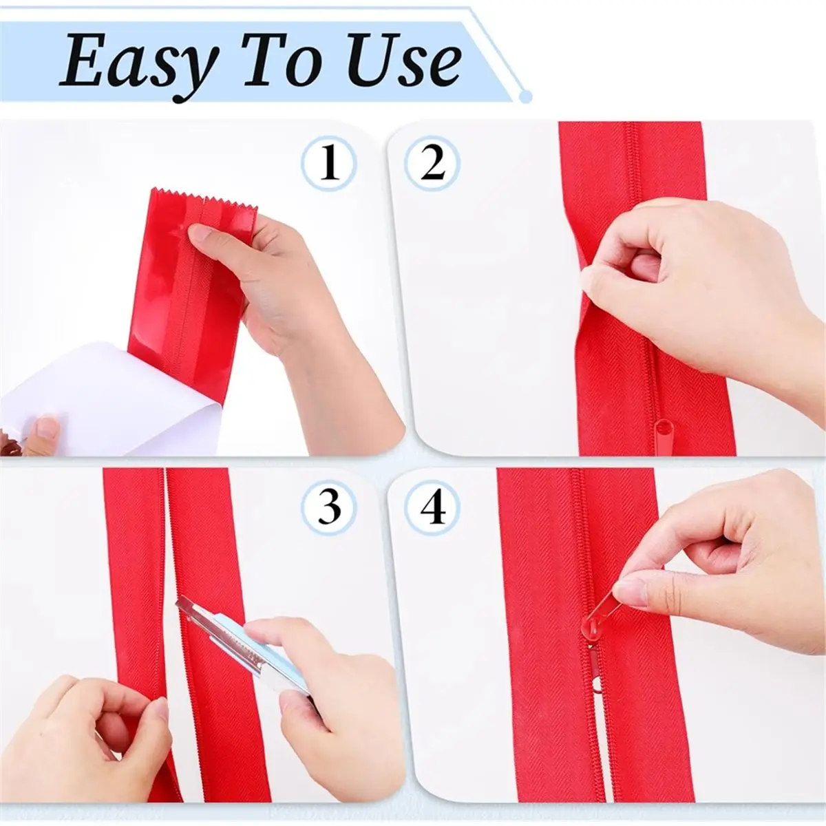 STOCK-6 Pack Dust Protector Zippers 7Ft Long X 3in Wide Heavy-Duty Double Sided Zipper Airtight Seal Self-Instant Door Zipper
