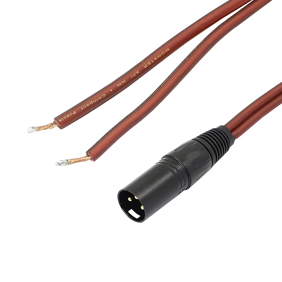 Cable de altavoz XLR chapado en oro, conector macho de 3 pines, Cable desnudo de altavoz a enchufe XLR, Cable de Audio de repuesto, extremo abierto