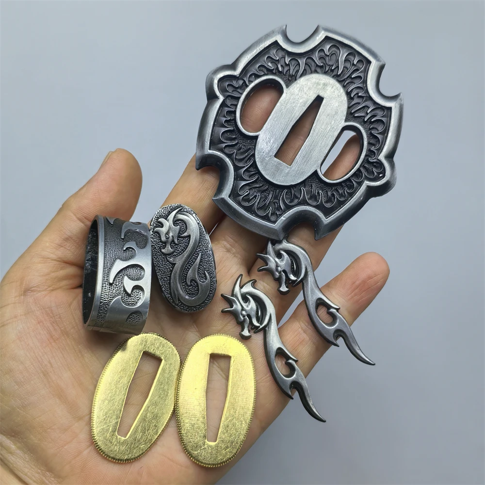 A Set Tsuba Menuki Fuchi Kashira For Japanese Samurai Sword Katana Wakizashi Tanto Guard Alloy Accessory