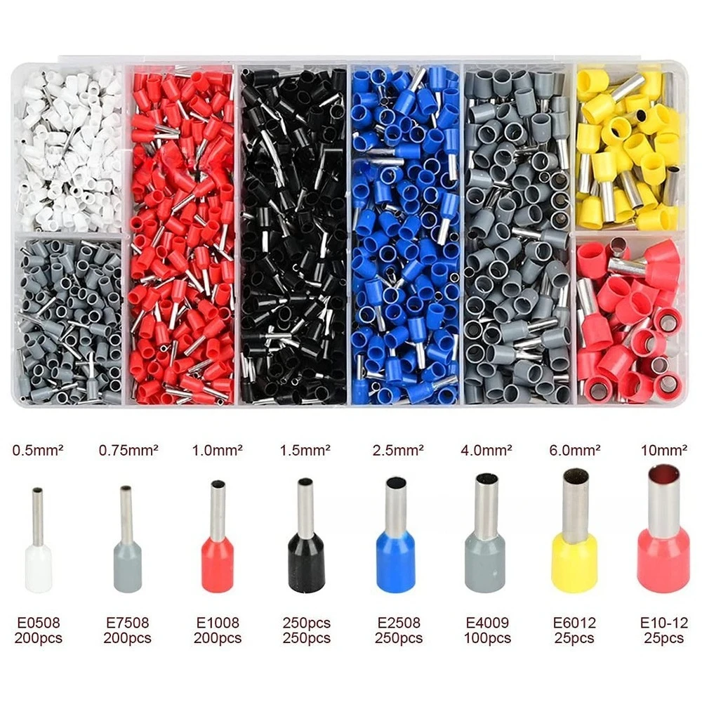 1251Pcs Male Female Quick Plug Wire Connectors, Copper Aluminum Crimp Terminals Set + HSC8 6-4 Ferrule Crimper