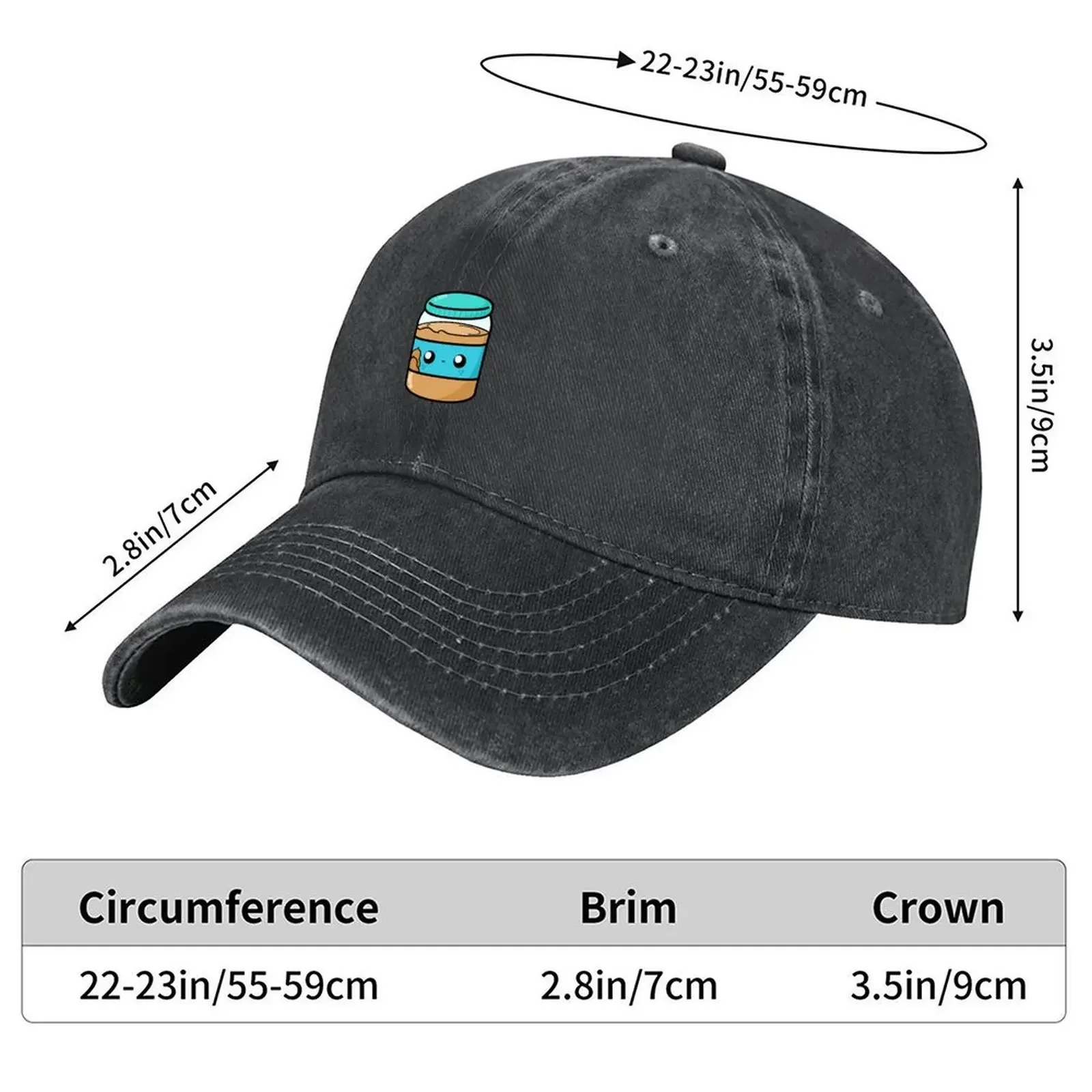 New Cute Cartoon Peanut Butter || Breakfast || Kawaii Baseball Cap custom caps fashionable funny hat Golf Hat Men's Luxury Women