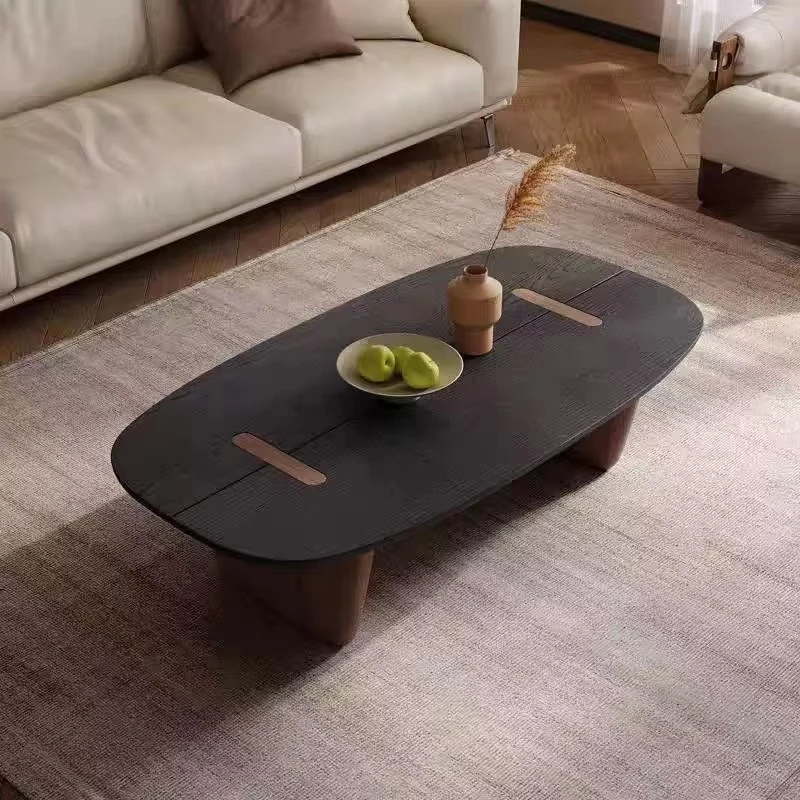 Modern simple solid wood rectangular coffee table light luxury style small apartment and living room