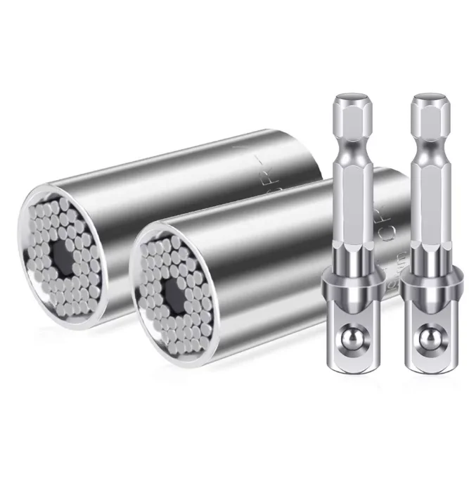 Universal Socket Wrench Head Set 7-19mm Spanner Key Nut Multi Hand Tools Magic Grip Multitool with Power Drill Adapter for Home