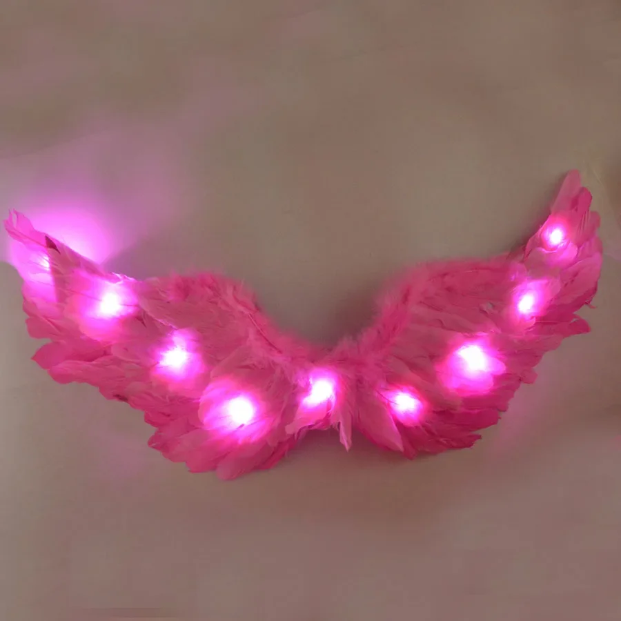 

Red Pink LED Glowing Light Up Angel Feather Wing Fairy Costume Props Birthday Gift Party Wedding Festival