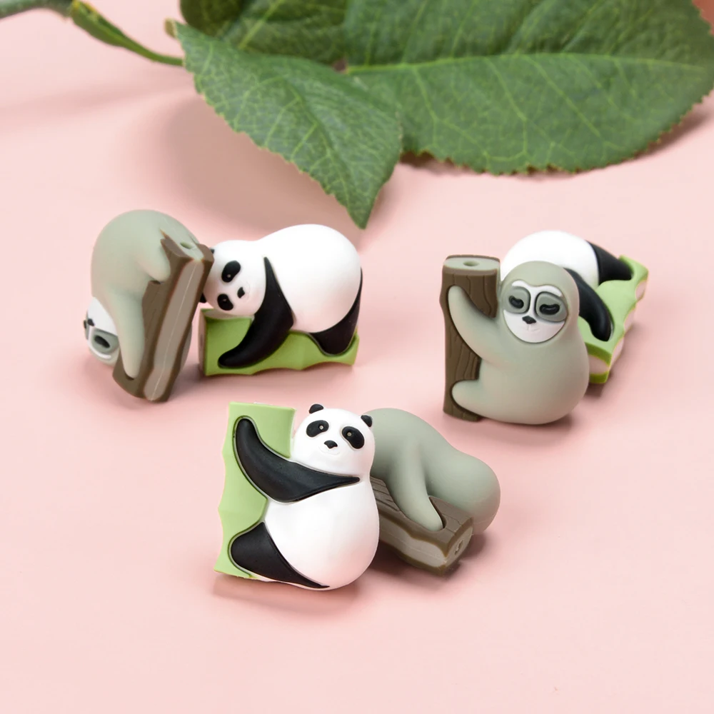 5/10pcs New Cartoon Silicone Beads Panda Sloth Bead Baby Teether For Jewelry Making DIY Necklace Bracelet Jewelry Accessorie