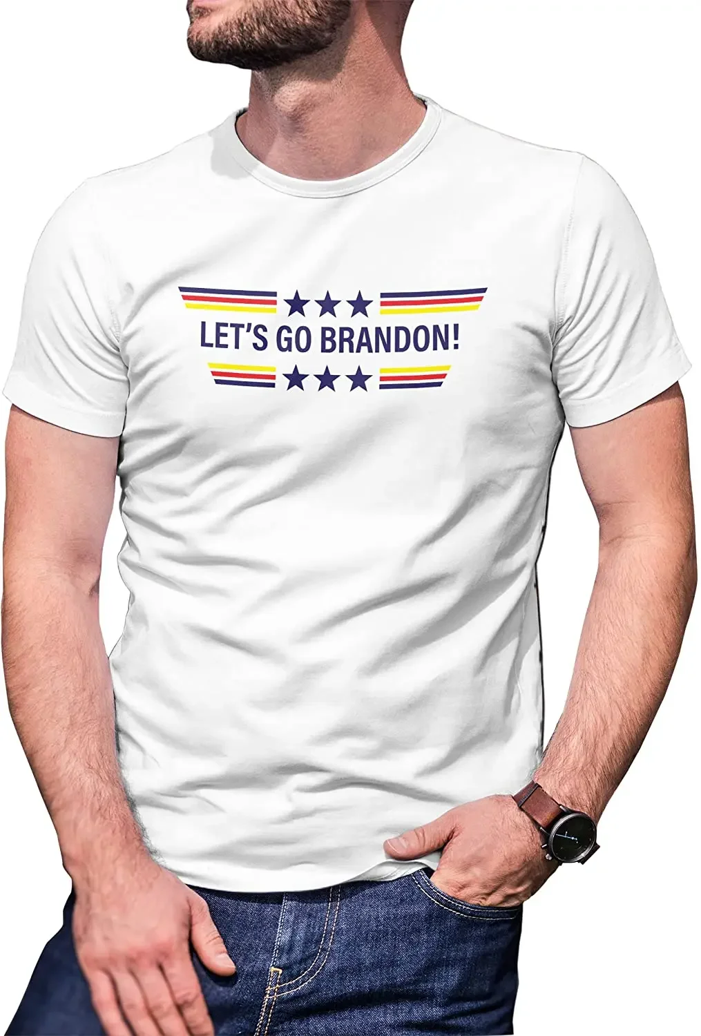 

Let's Go Brandon Funny Joe Biden FJB Men's T-Shirt Men's 100% Cotton Casual T-shirts Loose Top Size S-3XL