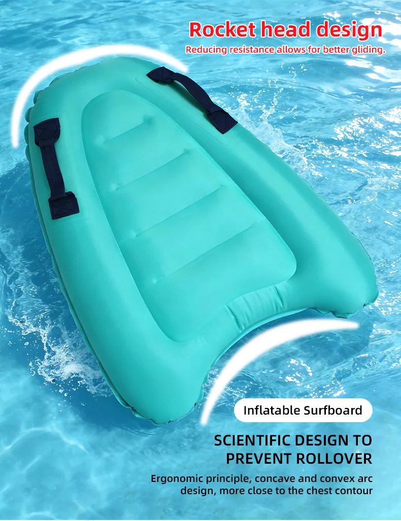 1 Stück dickes aufblasbares Surfbrett zum Schwimmen, tragbares Marine-Surf- und Wasserrutschbrett, geeignet für Strand, Schwimmbad, Urlaub – Detail 4