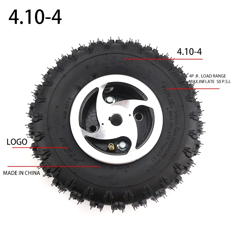 4.10-4 tyre tire and inner tube use 4 inch alloy wheel rim Keyway hub for Gas scooter bike motorcycle Off Road Go Kart