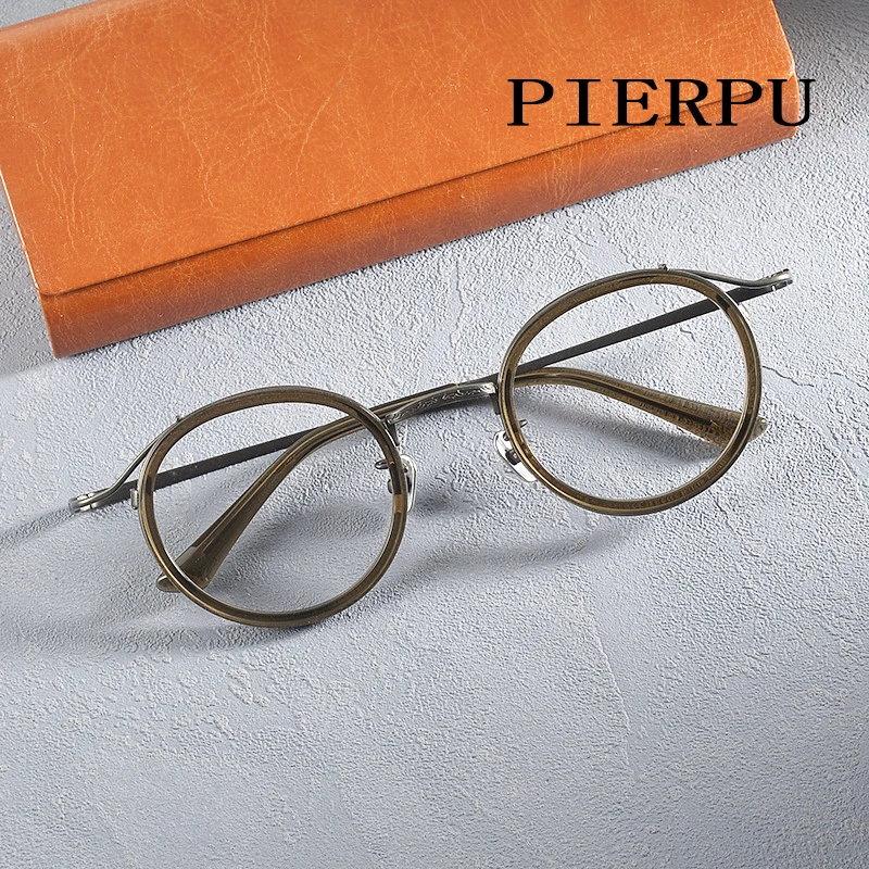 

2024 Vintage Retro Optical Round Acetate EyeGlasses Frames Men Women Reading Myopia Prescription Eyewear Japanese Brand Design