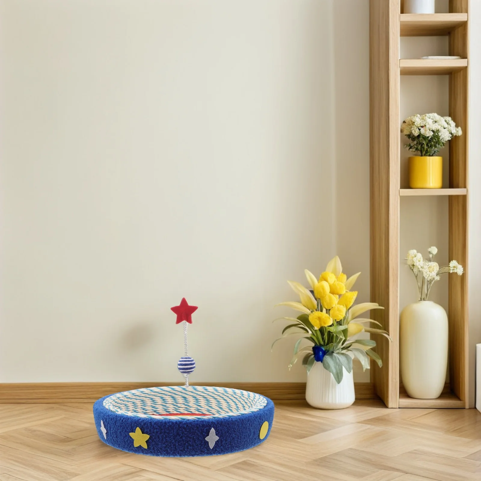 Cat Scratching Board Round Sisal Scratcher Bed For Cats Star Pattern Kitten Lounge Nest Furniture Protector Cozy Rest Spot