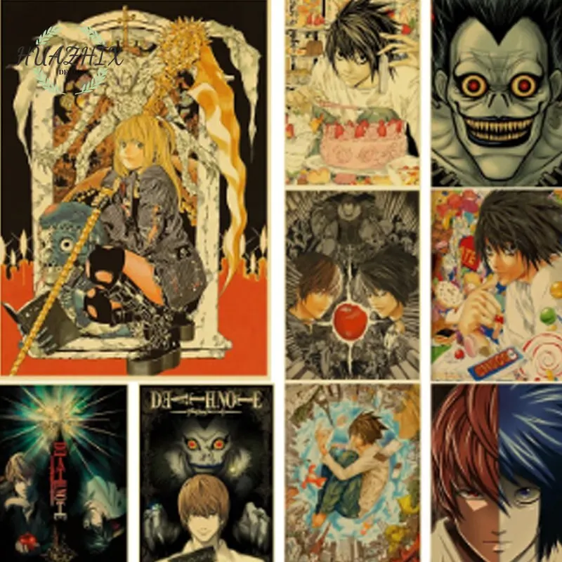 

Retro Anime Death Note Kraft Paper Poster L Lawliet Misa Aesthetic Wall Art for Home Room Cafe or Bar Decor Decorative Prints