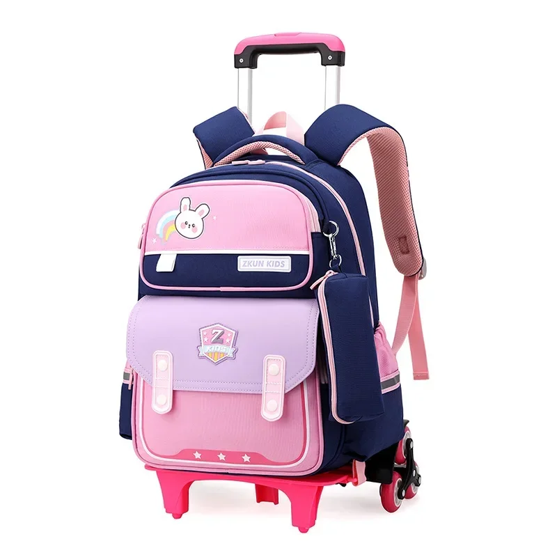 Children School Rolling Backpack School Bags for Girls Kids Wheeled Backpack School Backpack with Wheels Travel Luggage Mochila