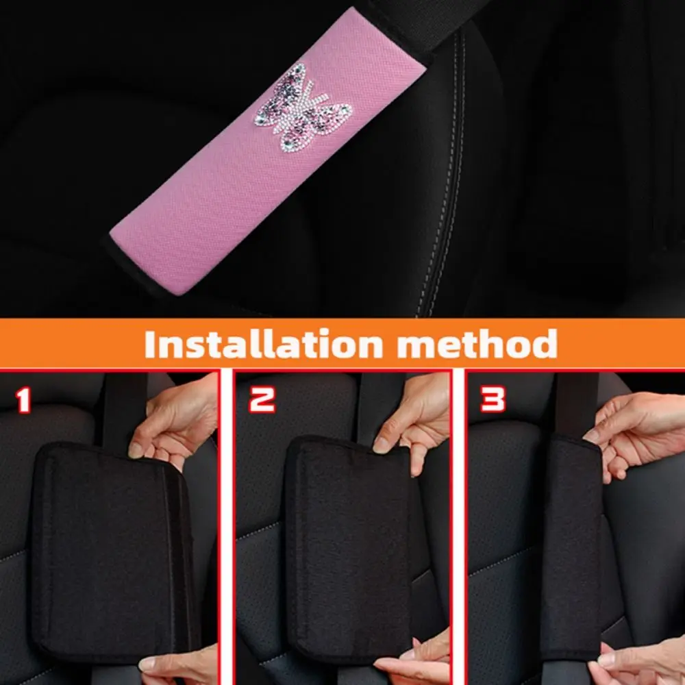 

Накладка на ремень безопасности автомобиля со стразами, износостойкая, дышащая ткань, подушечка для ремня безопасности, с эффектом бабочки, комфортная