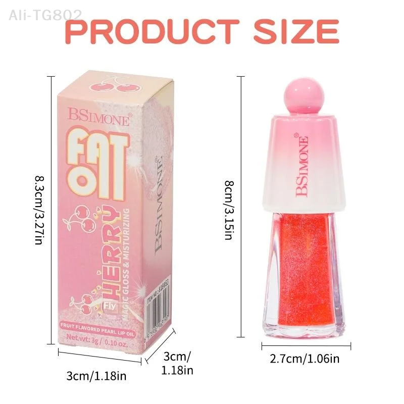 1Pc BSIMONE Hydrating Lip Gloss Plump Lip Oil Non-Sticky Moisturizer with Big Brush Head Natural Lip Care Tint