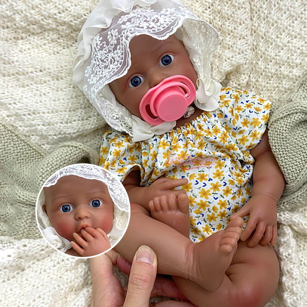 

18" Handmade Painted Silicone Reborn Baby Doll Girl Open Mouth Realistic Visible Veins Newborn Doll Birthday Gift Collection