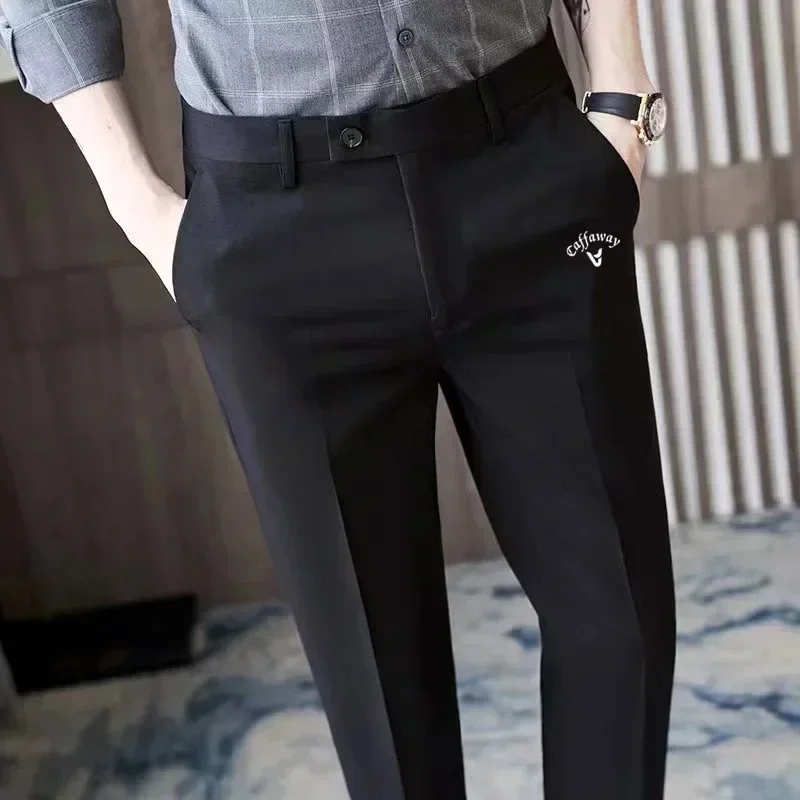 

2024 Autumn Golf Trousers Men Top Casual Breathable Straight Ninth Pants Pants Business