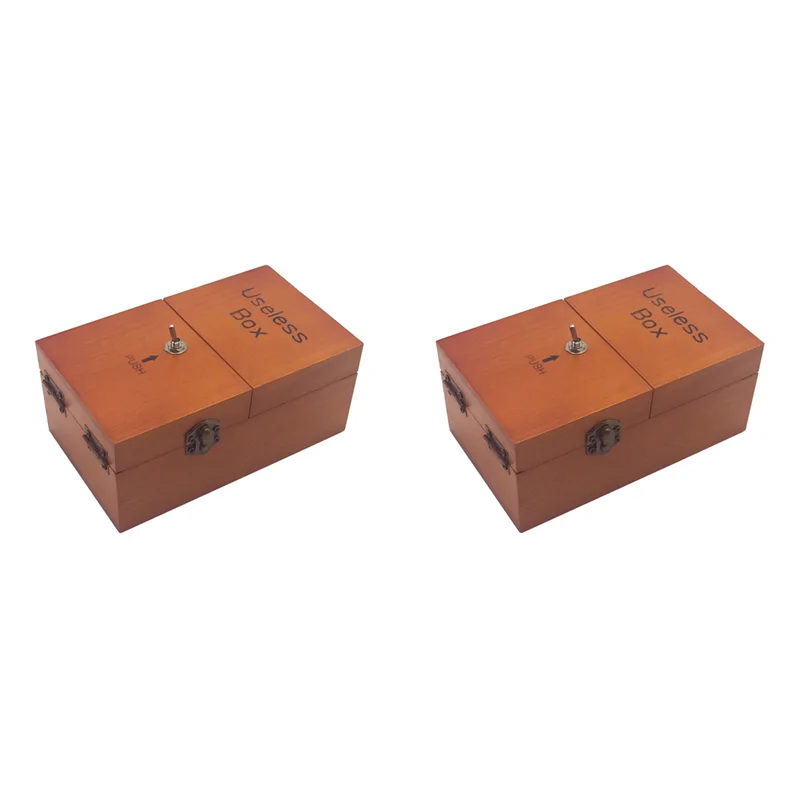 Hot-2X Een nutloze doos met verrassingen Houten nutloze doos, volledig gemonteerd voor volwassenen en kinderen, donkere houtkleur