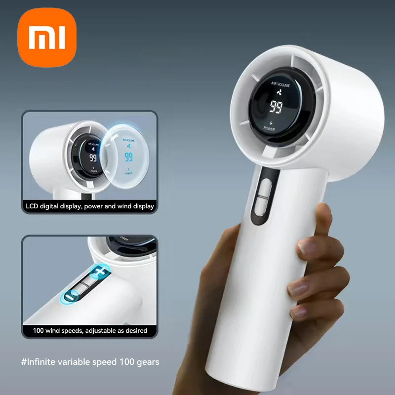 

Ультра тихий ручной вентилятор Xiaomi 100-скоростной ​ ​ Перезаряжаемый через USB портативный мини-турбовентилятор для офиса и путешествий со светодиодным индикатором