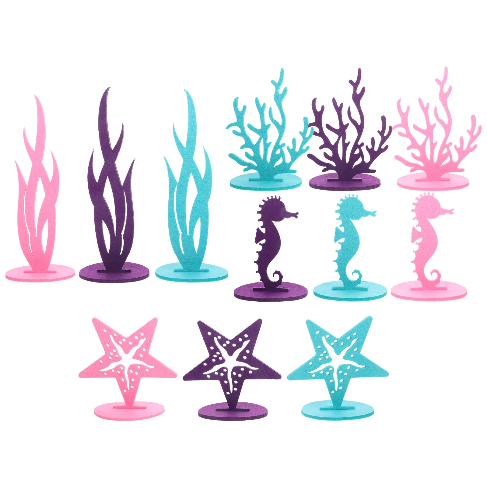 

12pcs Ocean Themed Table Centerpiece Felt Seahorse Decorations Mermaid Birthday Party Garden Reusable