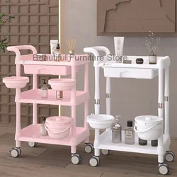 Pink Storage Hairdressing Trolley Aesthetic Multifunction Auxiliary Cart For Beauty Salon Carrello Attrezzi Spa Furniture MQ50TC