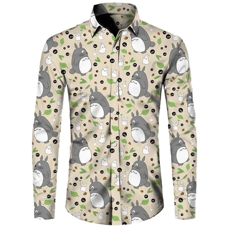 الرجال قميص طويل الأكمام اليابان أنيمي Harajuku y2k الملابس مضحك ثلاثية الأبعاد اللوحة تي شيرت مطبوع موضة التلبيب بلوزات فضفاضة للجنسين قمصان