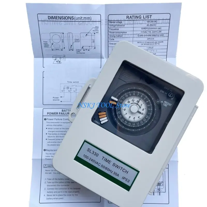 L8RC Robuste mechanische 30-A-Zeitschaltuhren für Industrieanlagen und Hochleistungsgeräte mit flammhemmendem ABS-Gehäuse