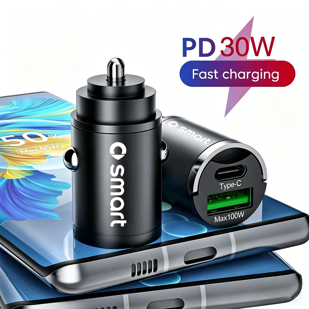 Auto-Zigarettenanzünder-Ladegerät USB C & QC3.0 USB Schnellladegerät für Smart EQ Fortwo Forfour 453 451 452 450 Roadster Wiper