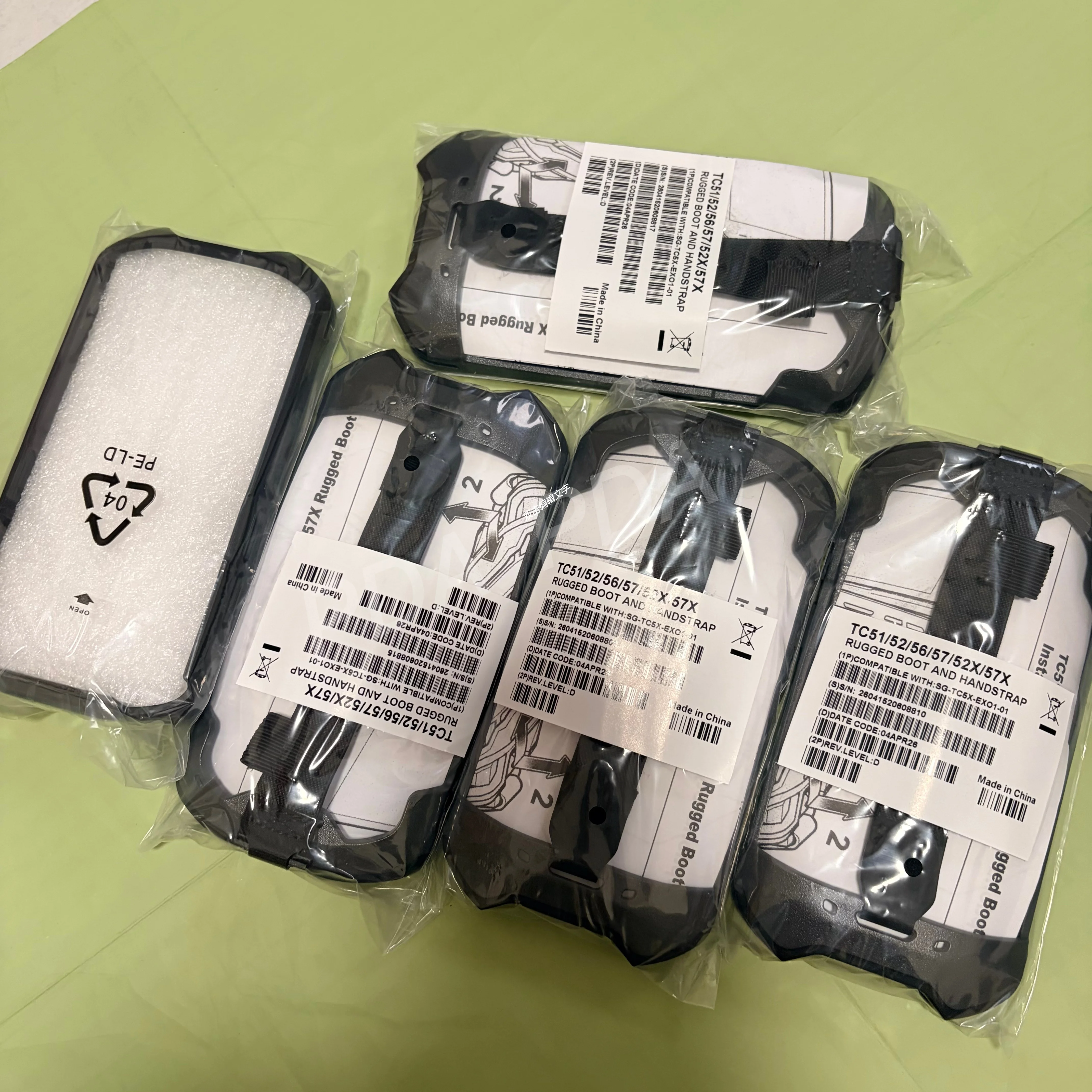 5-PCS Protective Cover Bumper Boot & Hand Strap for Zebra TC51 TC510K TC52 TC56