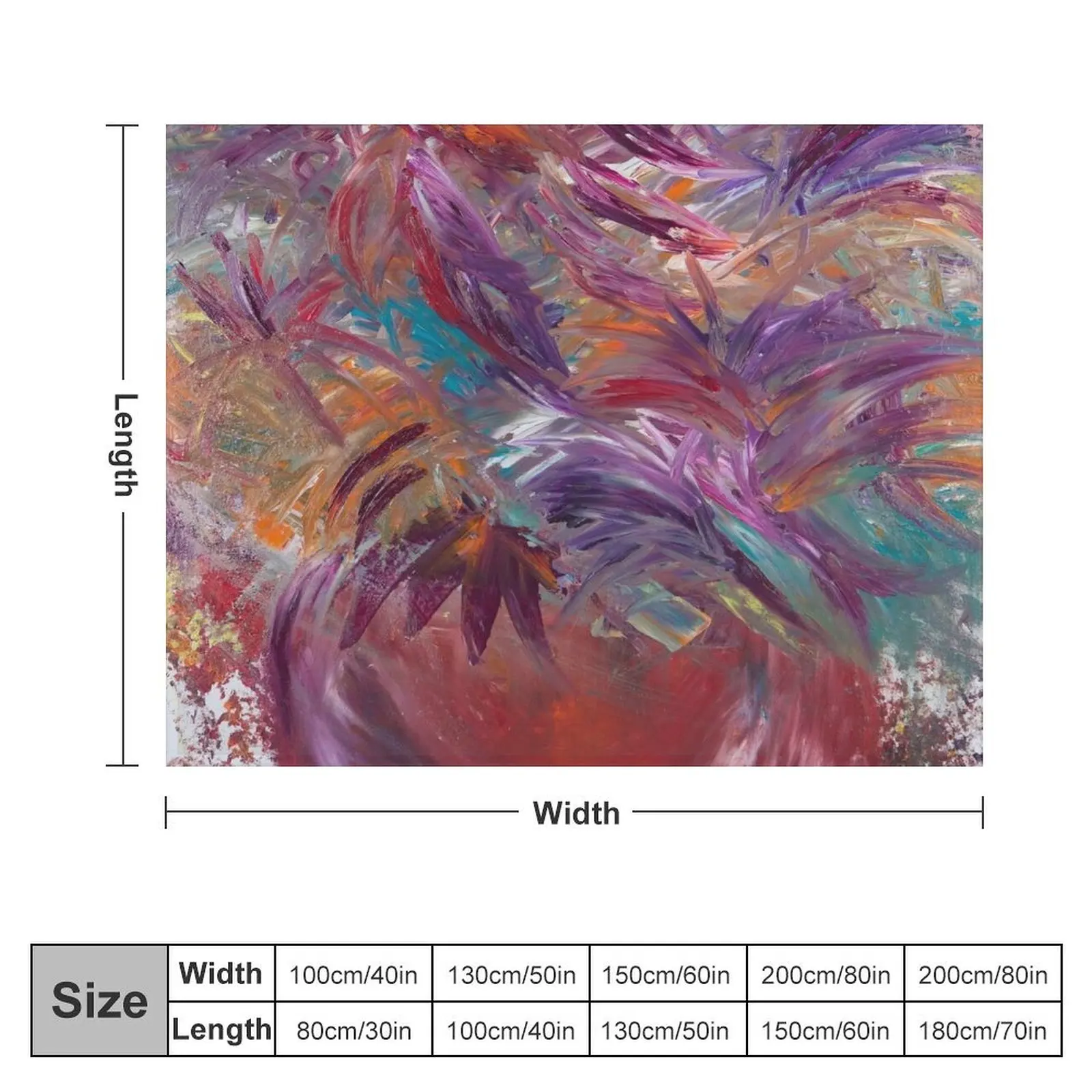 Pompeii - Vivid Abstract Impressionism in hues of Purple, Burgundy, Teal and Red Throw Blanket warm winter Blankets