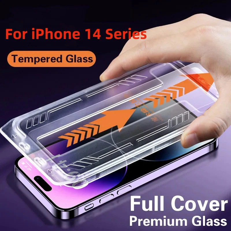 Premium Tempered Glass For iPhone 14 Pro Max Easy Installation Auto-Dust Screen Protector For iPhone 14 15 Plus 15 Pro Max Glass