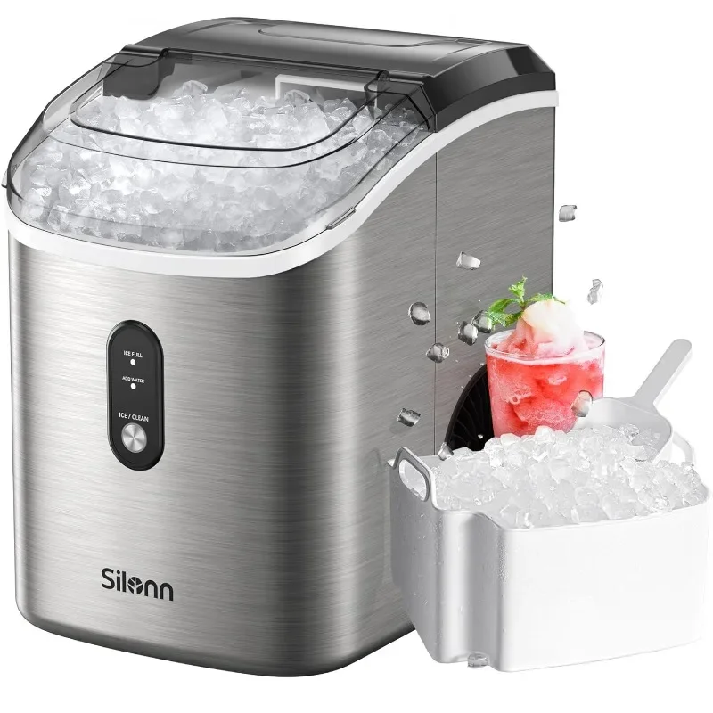 

Silonn Nugget Countertop Ice Maker Chewable Pellet Ice Machine Function Portable Ice Makers Freezing Appliances