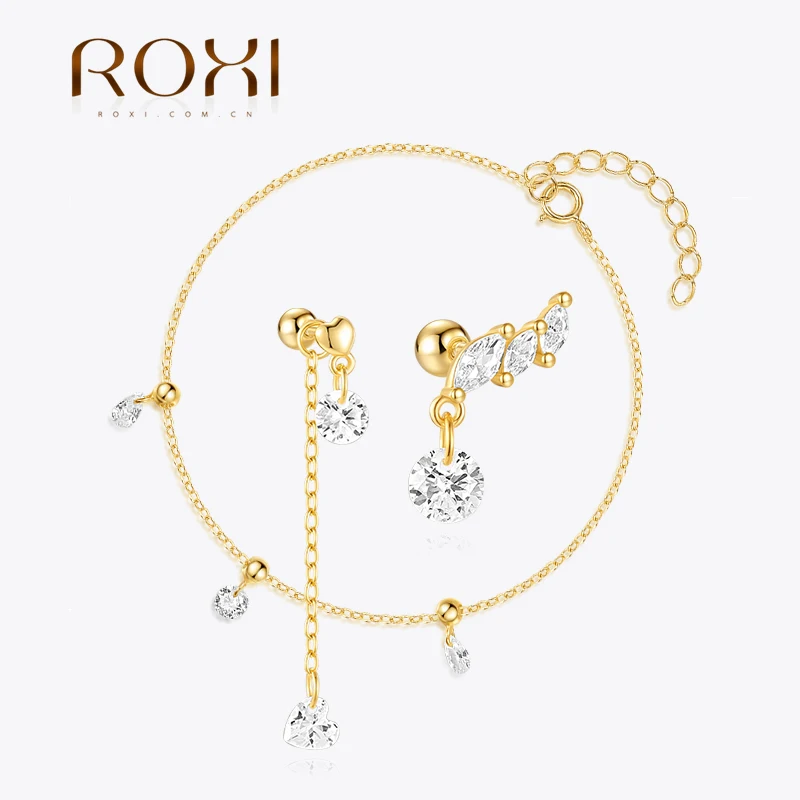 

ROXI 925 Sterling Silver Round Ball Zircon Piercing Earrings for Women Bracelet DIY Wear Wedding Party Jewelry Gift