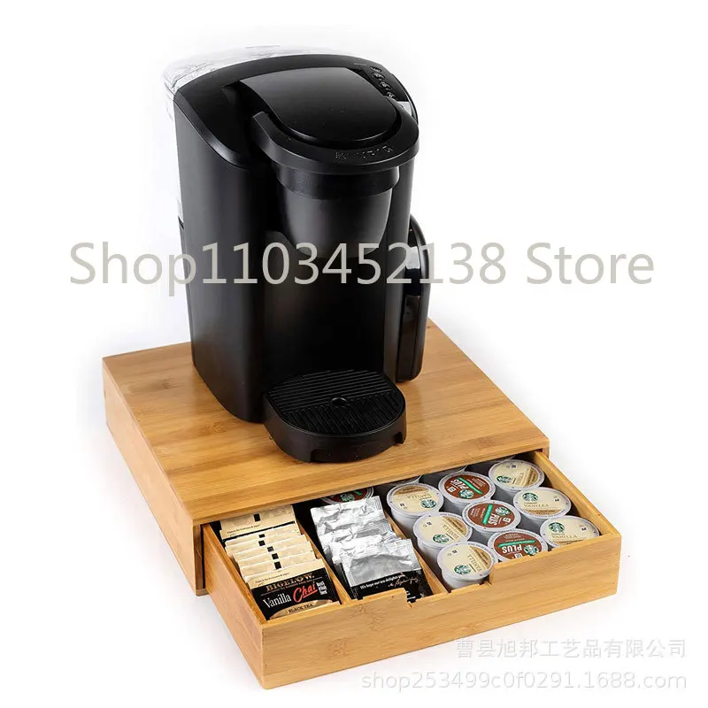 Bamboo Drawer Storage Box, Household Coffee Tea Capsule Storage Box, Tea Room Multi-Grid Coffee Storage  Stand