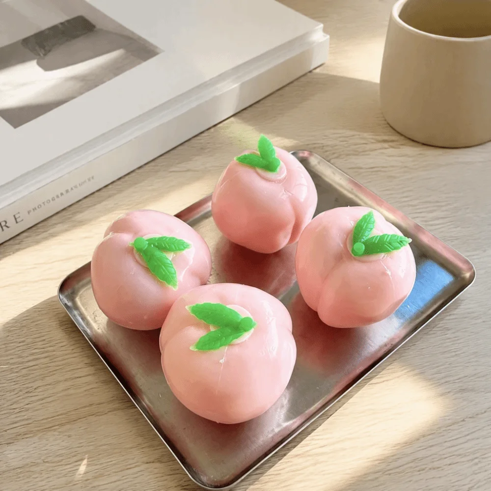 New Slow Rebound Peach Stress Ball Peach Shape Handheld Slow Rising Fruit Soft Texture Cute Sensory Fruit Fidget Relaxation