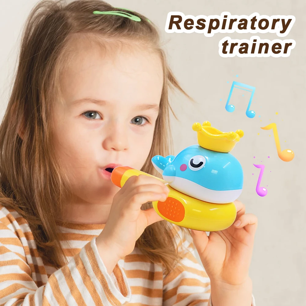 Whale/Bear Children's Blowing Horn Suspended Ball Lung Capacity Boosting Breathing Trainer Creative Stacking Toy