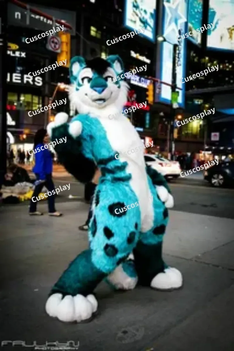 

Blue Fursuit Husky Fox Dog Mascot Costume Halloween Christmas Fancy Party Animal Cartoon Character Outfit Suit