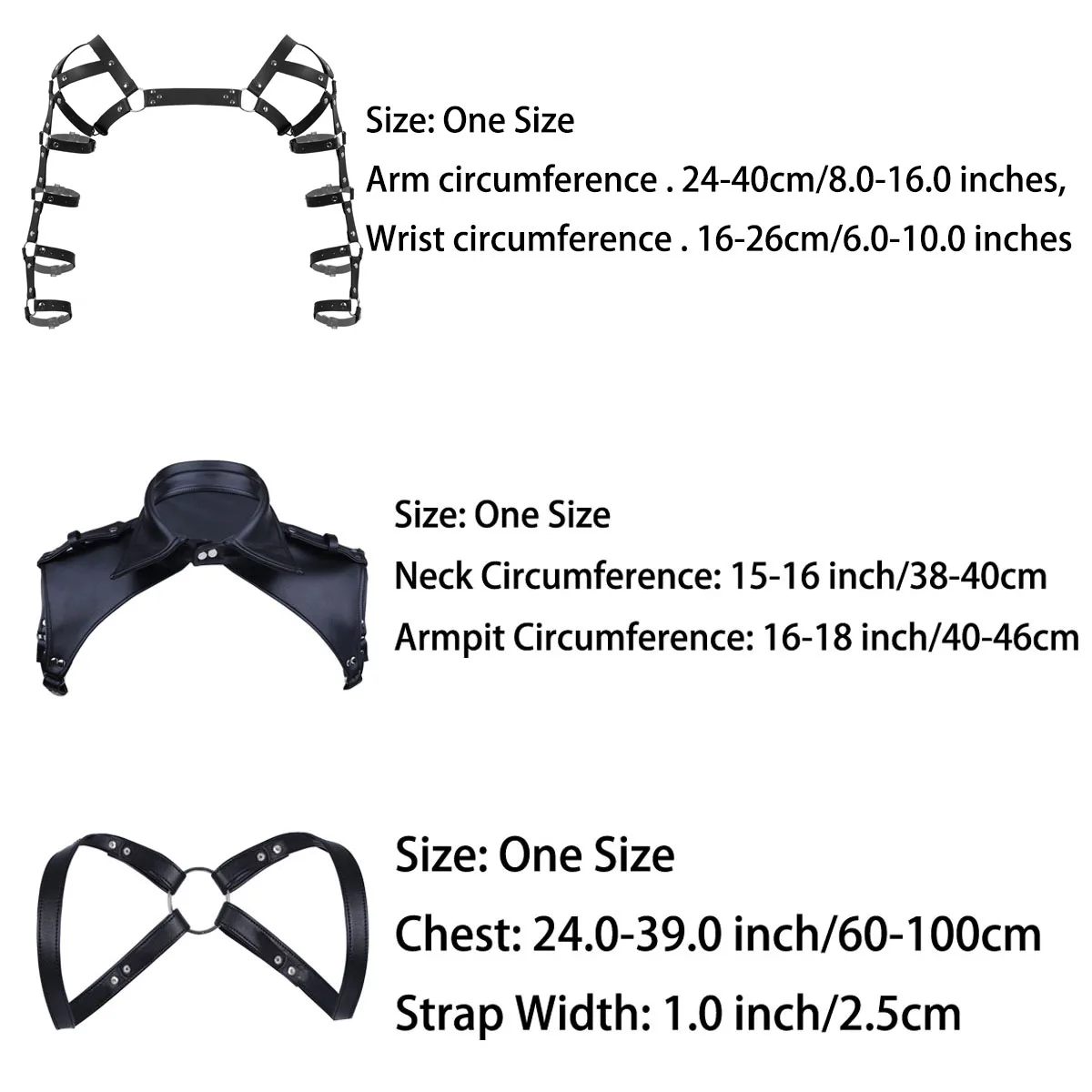 Sexy Harness Men Lingerie  Gothic Punk Harness Belt Faux Leather Arm Caged Body Chest Muscle Harness Belt with Metal O Rings