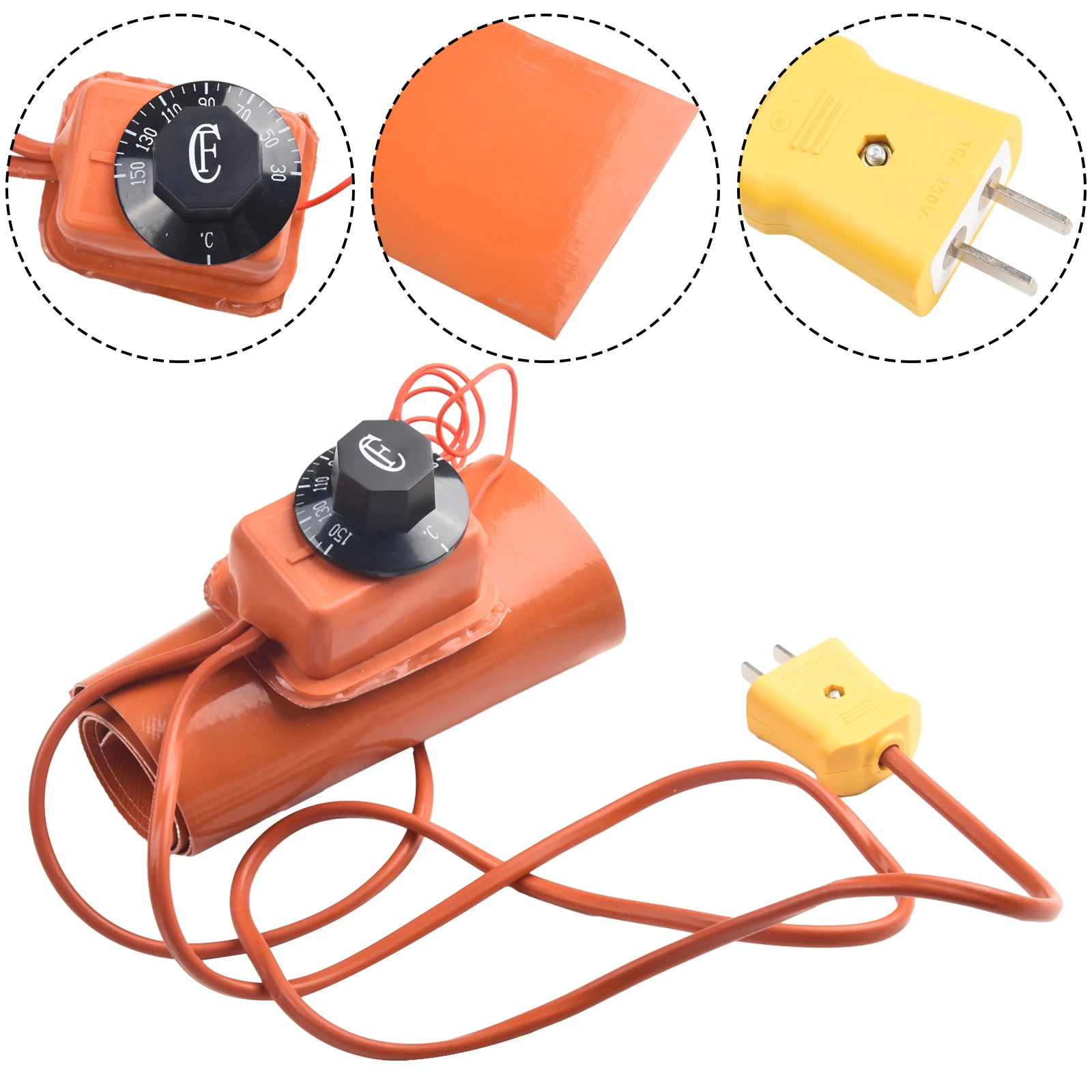 

Silicone Rubber Heating Pad 110V/220V 30-150℃ For Guitar Side Bending Electric Heater Plate With Knob Temperature Controller