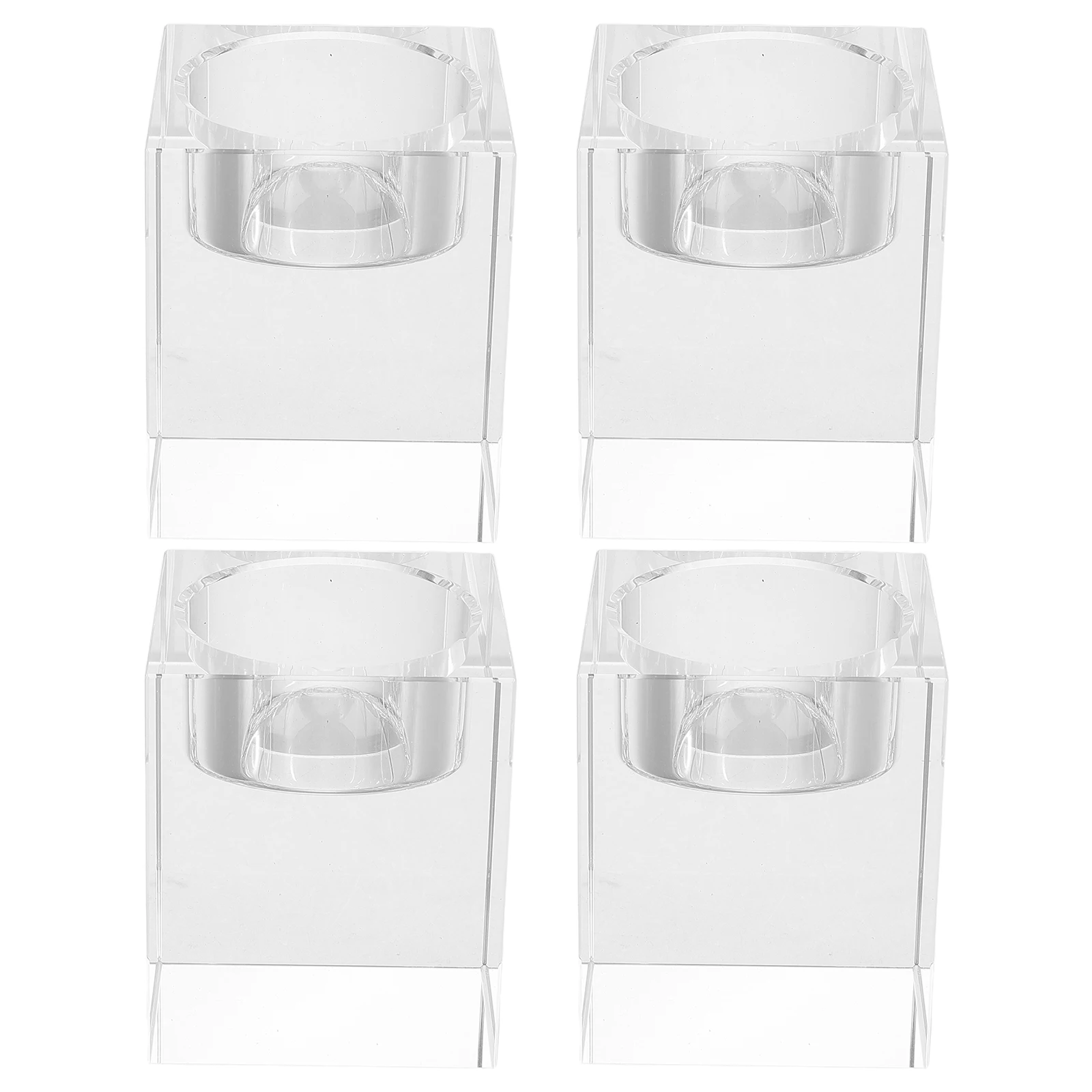 

4Pcs Crystal Clear Square Holders Elegant Stable Design Wedding Dinner Table Centerpiece Home Decor Candlelights