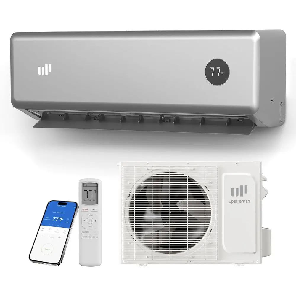 

12000 Mini Split AC/Heating System, 230V Silver Mini Split Air Conditioner, 20 SEER2 DuctlSplit AC, Energy Eicient Inverter, Wii