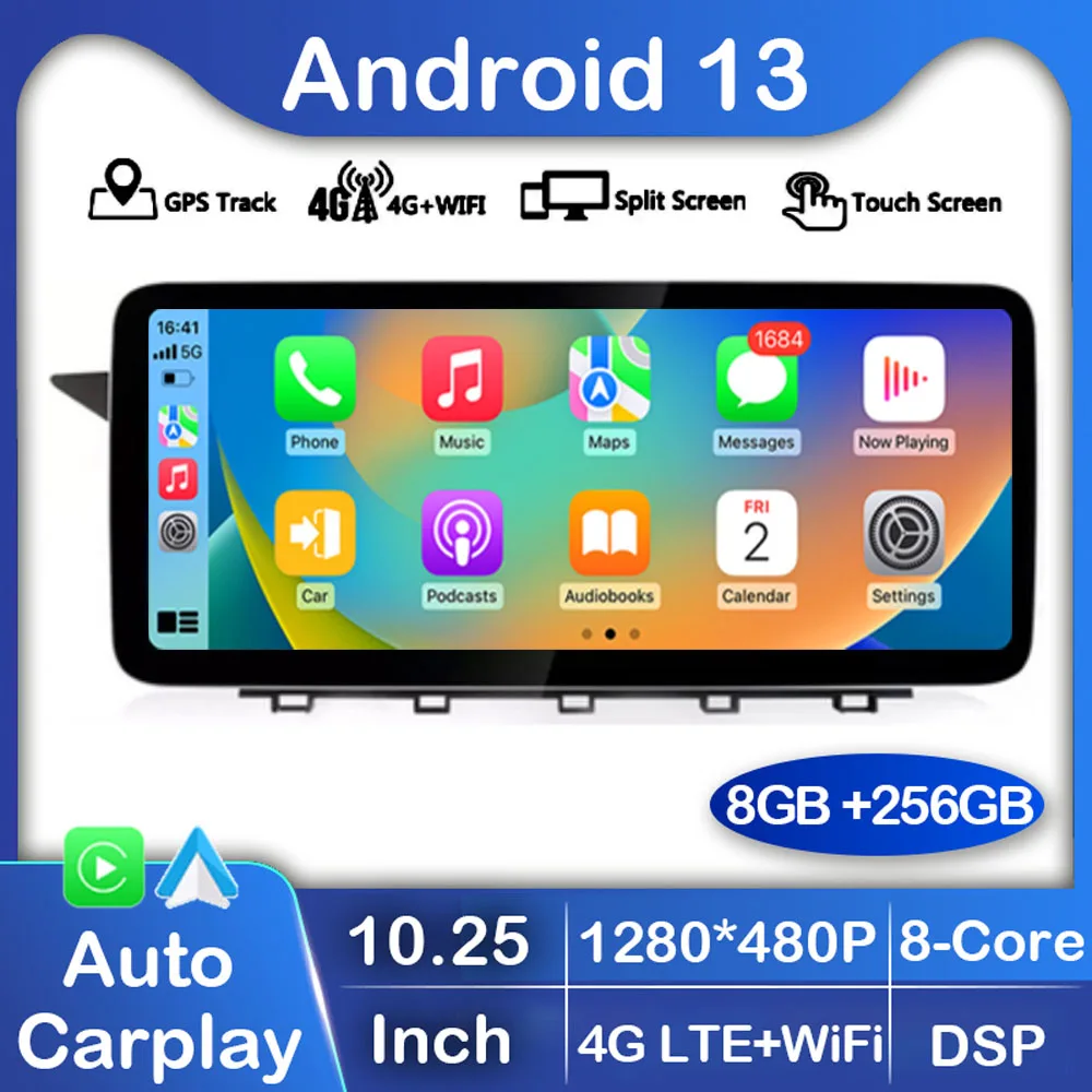 

Автомобильный мультимедийный плеер, автомагнитола на Android 13, с сенсорным экраном, Wi-Fi, 4G, GPS, DSP 10,25, камерой, bluetooth, для Mercedes Benz GLK X204, 2009-2015