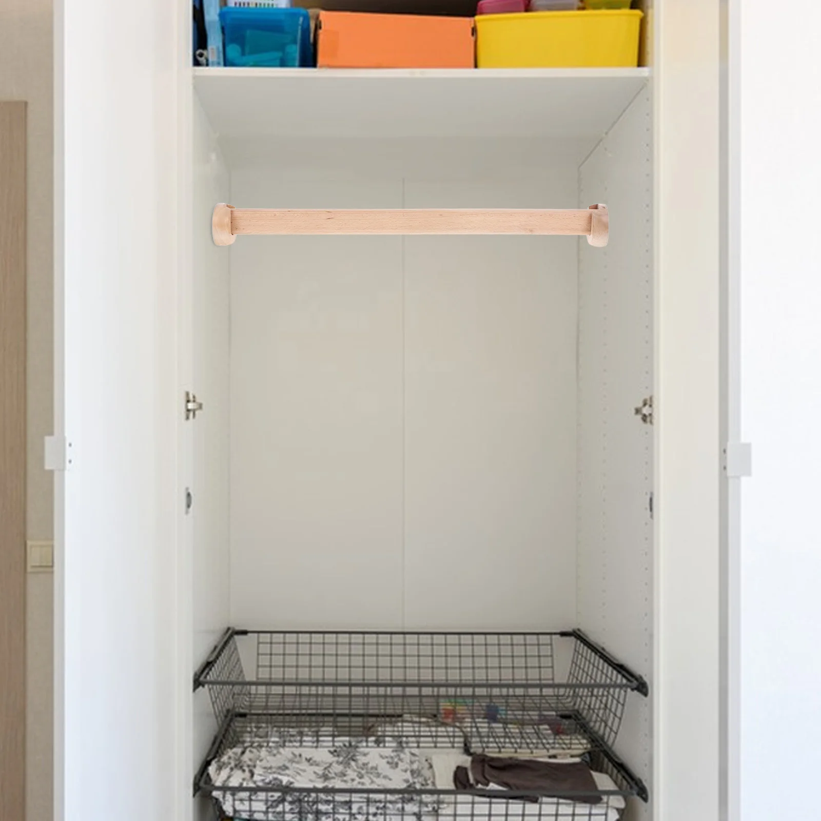 

Wooden Closet Rod 40-50Cm Adjustable Tension Hanging Rod For Closet No Drill Installation Heavy Duty Wardrobe Hanging Pole