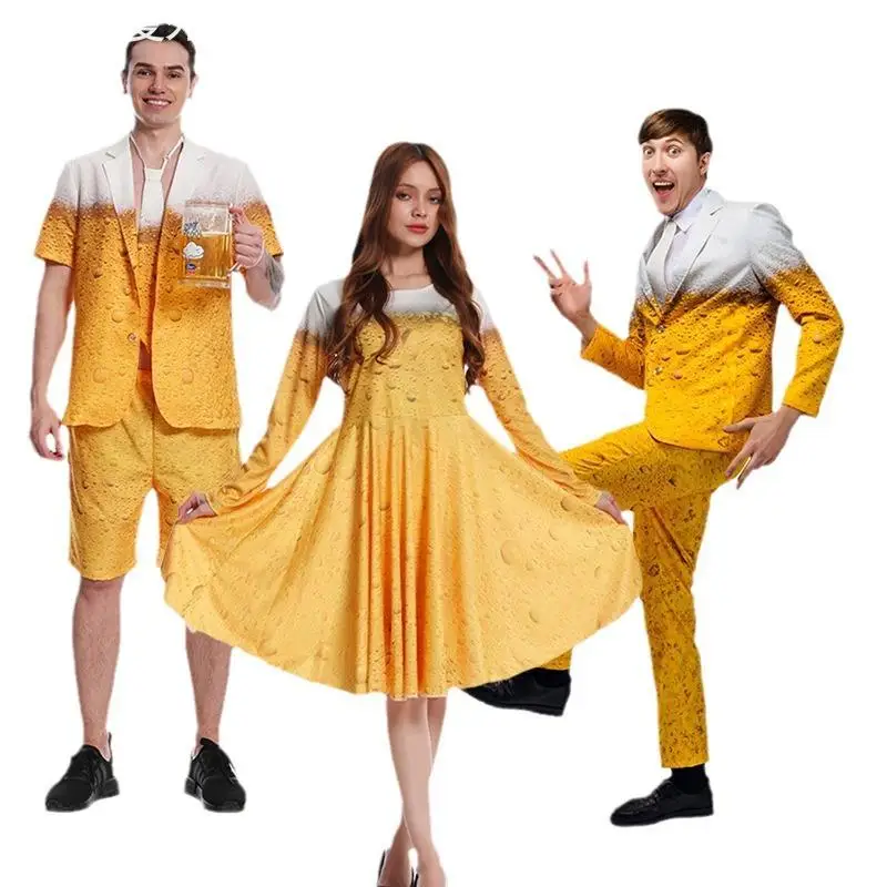 Heren carnaval bierkostuum Halloween prestatie traditionele etnische podiumoutfit aanpasbare maat culturele kleding