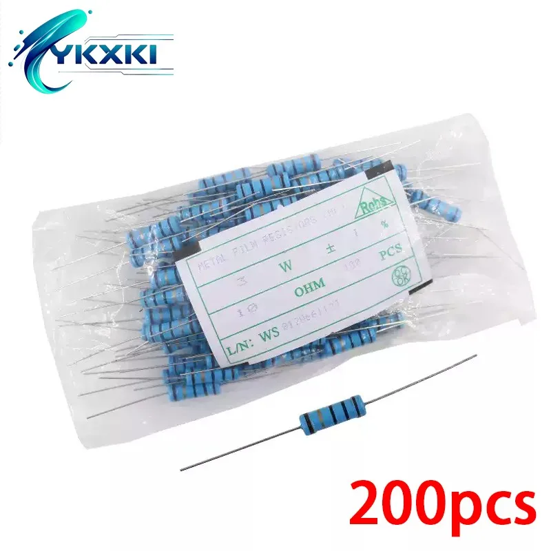 200PCS/LOT 1W 1% Metal film resistor 1R~1M 2R10R 22R 47R 100R 330R 1K 3.6K 4.7K 10K 22K 100K 470K 51 22 47 330 ohm resistance