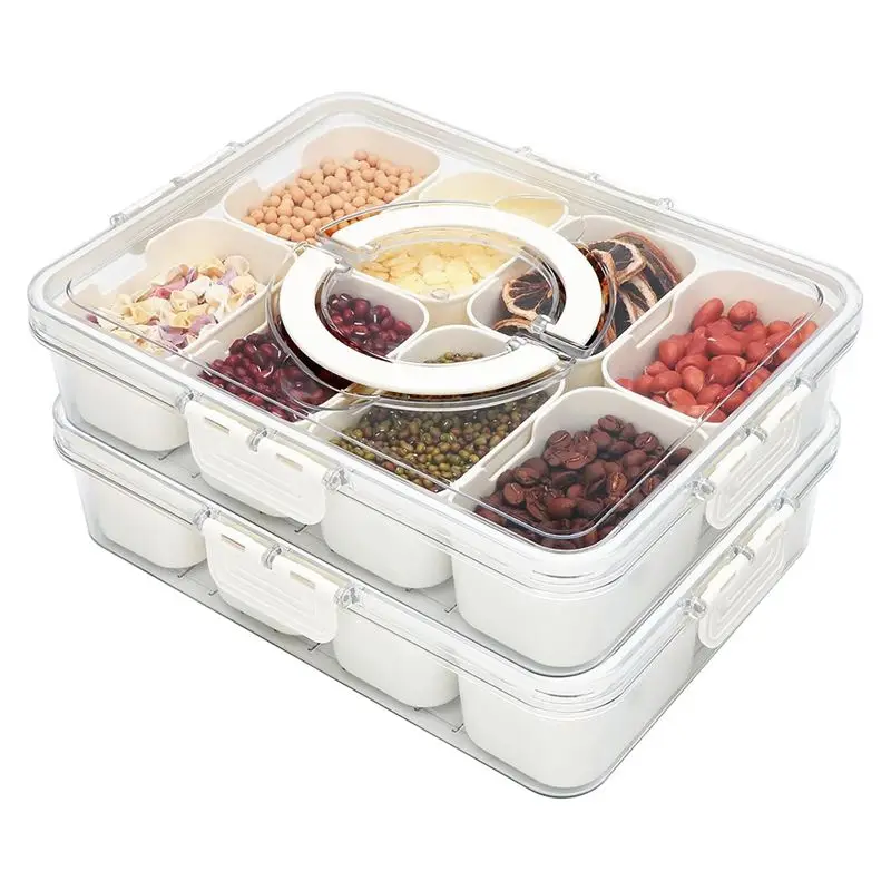 

Snack Tray With Lid And Handle For Portable Snack Platters, Fruit Platters,Clear Snack Containers Ideal, 2 Pcs-[A22I Store]